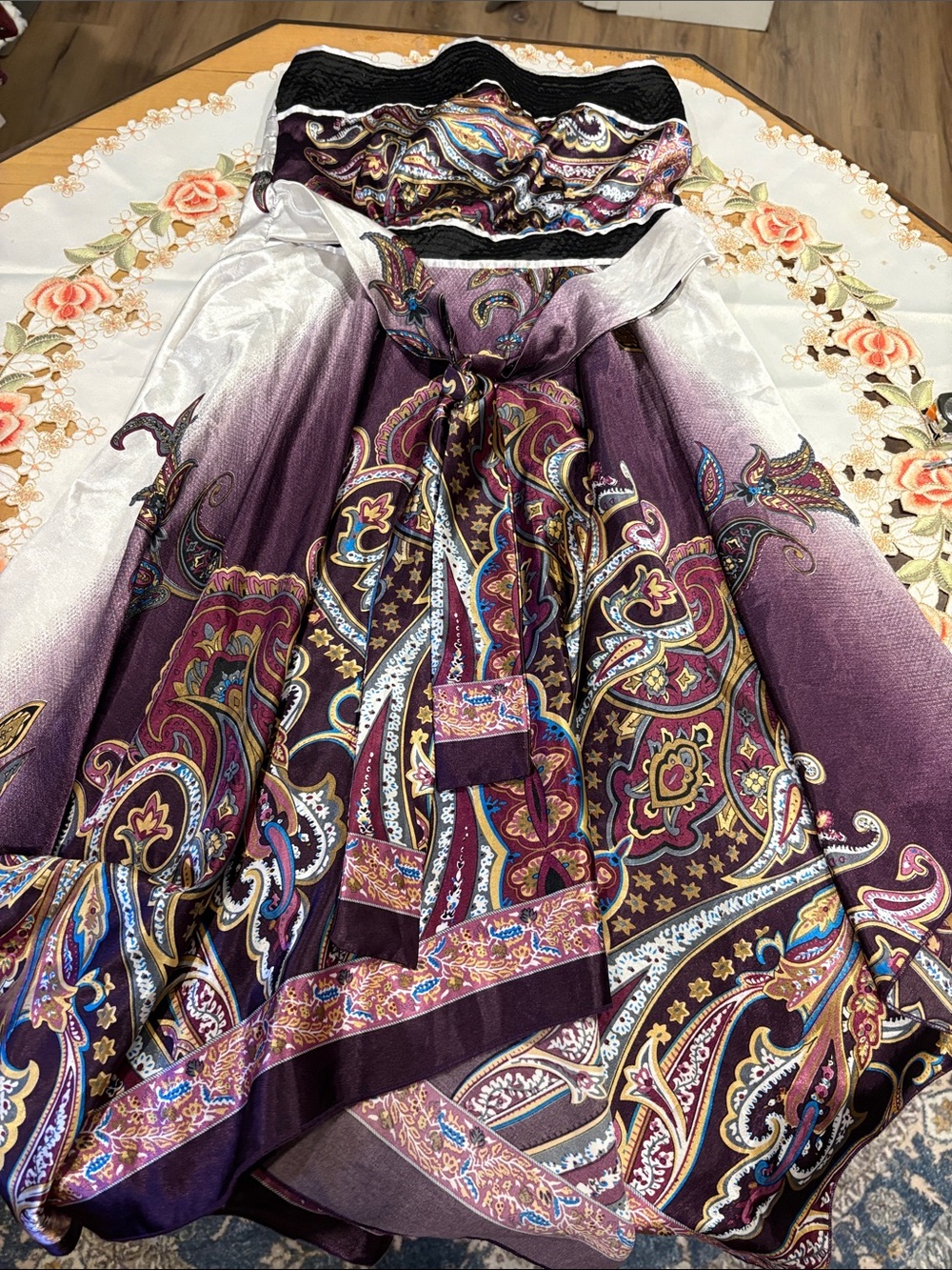 Strapless Paisley Maxi Dress in Purple